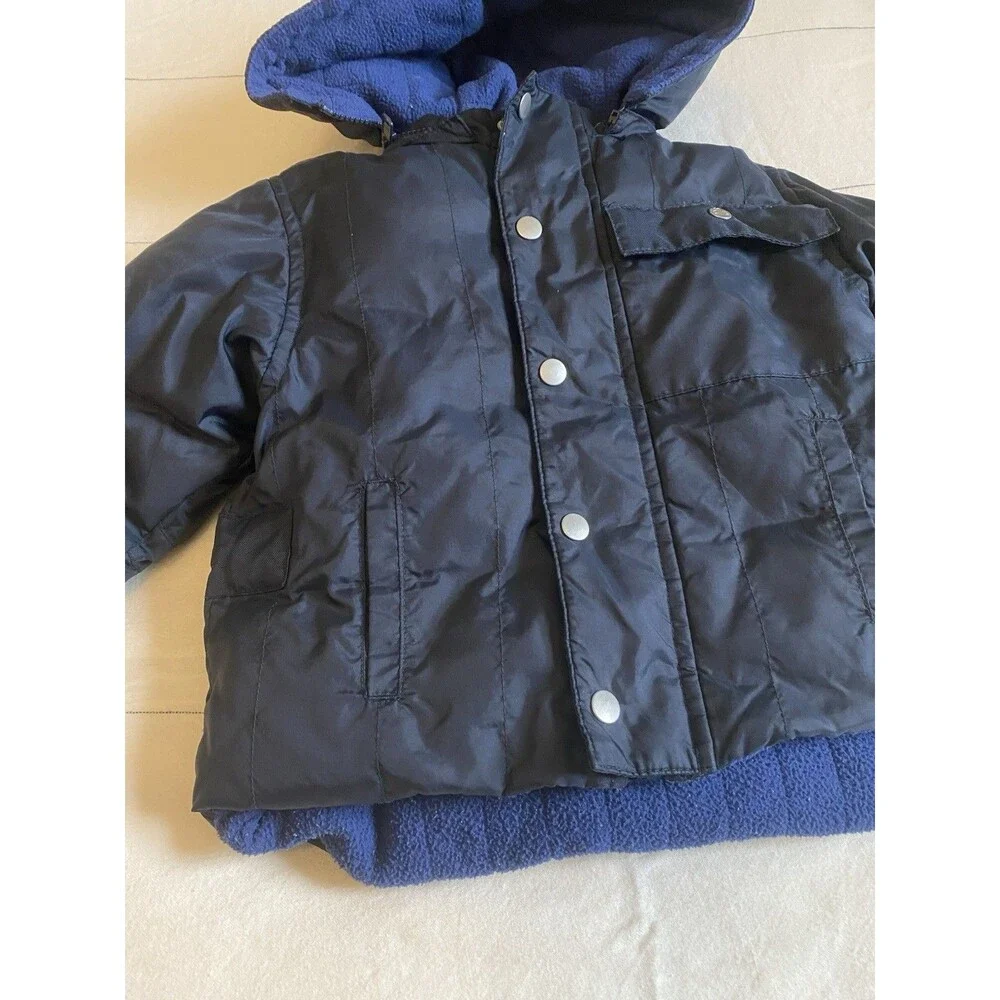 VTG Baby Gap Navy Down Puffer Jacket 18 24M Y2K Gorpcore Winter Coat Fleece EUC
